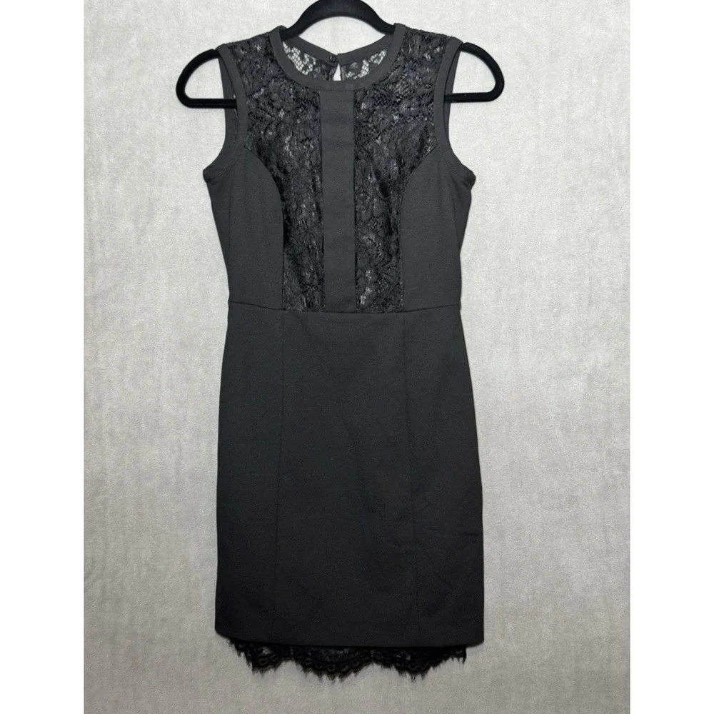 Black Lace‎ Sleeveless Mini Dress Sheath Cocktail Party LBD Scalloped Hem